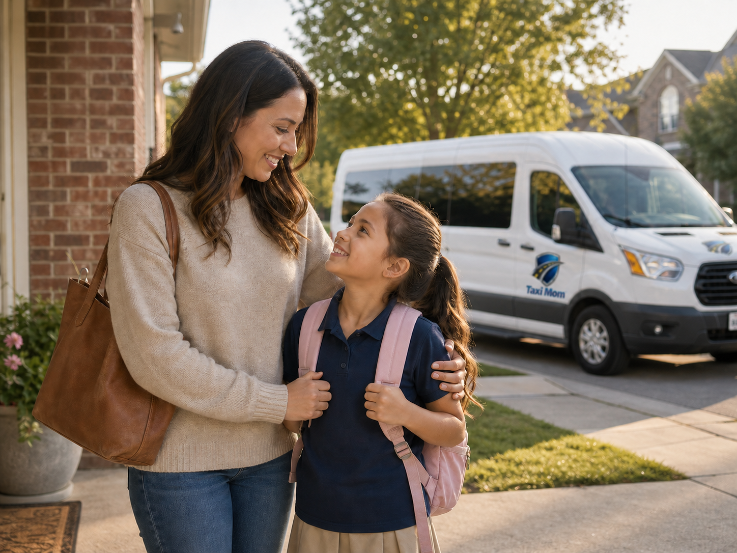 Parent and student ready for school transportation